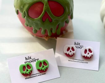 Poison Apple Stud Earrings | Poison Pumpkin Studs | Halloween Earrings | Handmade Earrings