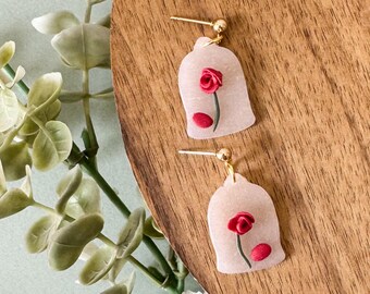 Enchanted Rose Dangle Earrings | Beauty and the Beast Earrings | Magic Mouse Earrings | Disney Earrings | Handmade Earrings
