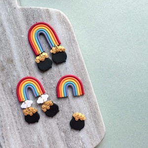 Classic Rainbow Earrings | Saint Patrick’s Day Earrings | Pride Earrings | Pot of Gold Studs | Lightweight Earrings | Handmade Clay Earrings