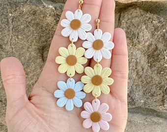 Daisy Chain Dangle Earrings | Daisy Earrings | Spring  Earrings| Lightweight Earrings | Handmade Clay Earrings