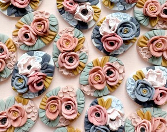 Handmade Floral Stud Earrings | Rosa Floral Inspired Stud Earrings | Floral Earrings | Handmade Clay Earrings