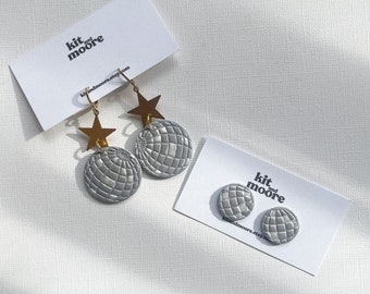 Mirrorball Earrings |  Handmade Clay Earrings | Folklore Inspired Clay Earrings | Disco Ball Earrings