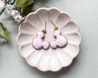 Magic Mouse Beignet Dangle Earrings | Mouse Beignet Dangles | Park Treat Earrings | Handmade Clay Earrings