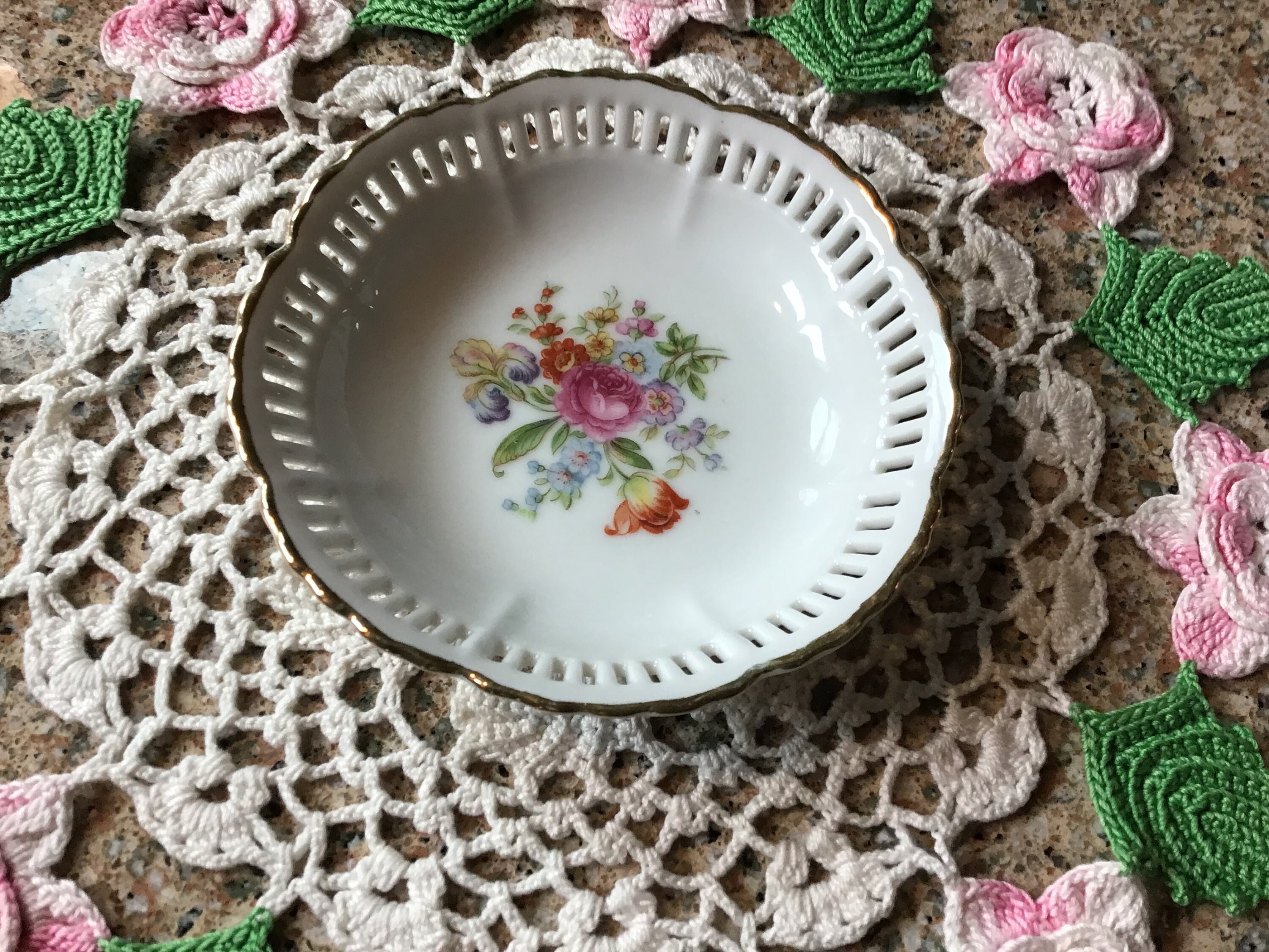 MK Hand Painted Flowered Bowl