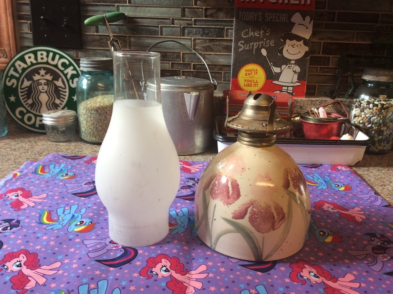 Hurricane Lamp Ceramic /& Glass