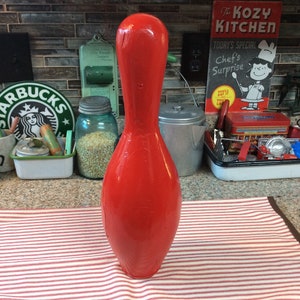 Red Wooden Bowling Pin
