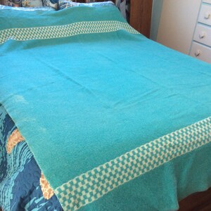 Turquoise Northwest King Bedspread Wool Blend Blanket Throw Luxury 114" x 96"Joy 