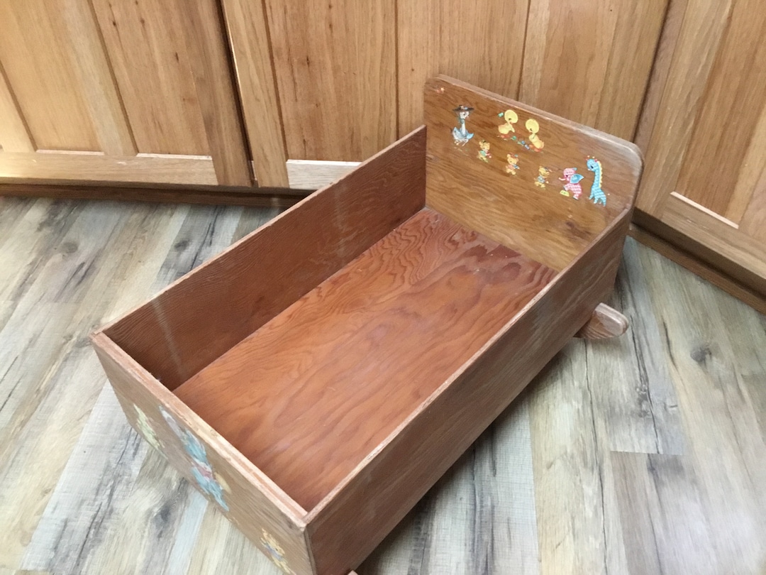Wood Rocking Doll Crib Etsy