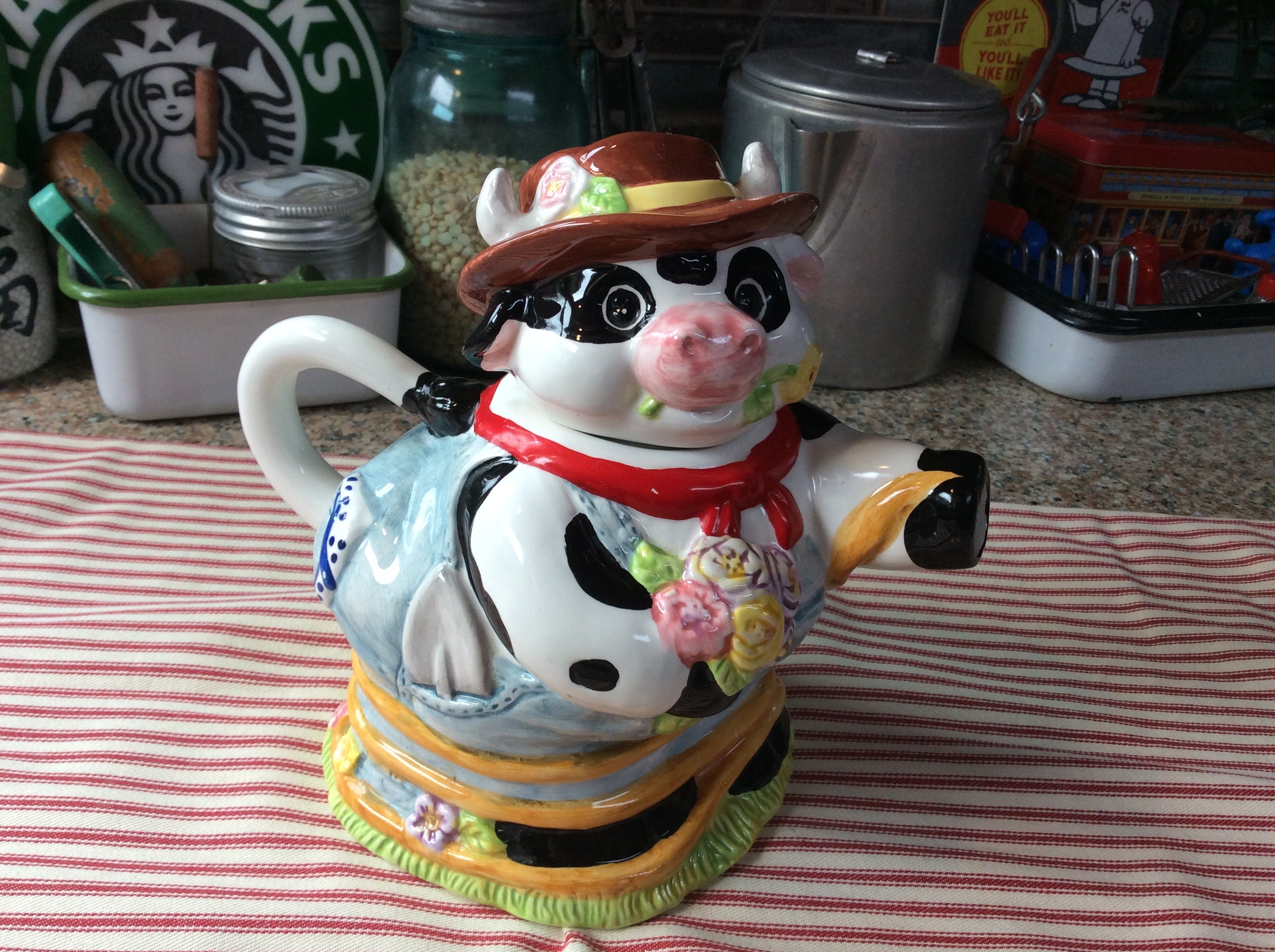1992 Kamenstein Cow With Cowbell Tea Kettle -  Hong Kong