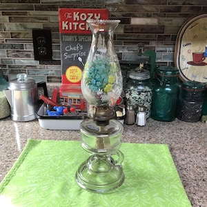 Flowered Hurricane Lamp