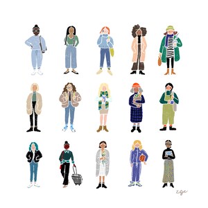 Women Illustration Art Print: Colorful Fashion, 8x8 (Unframed)
