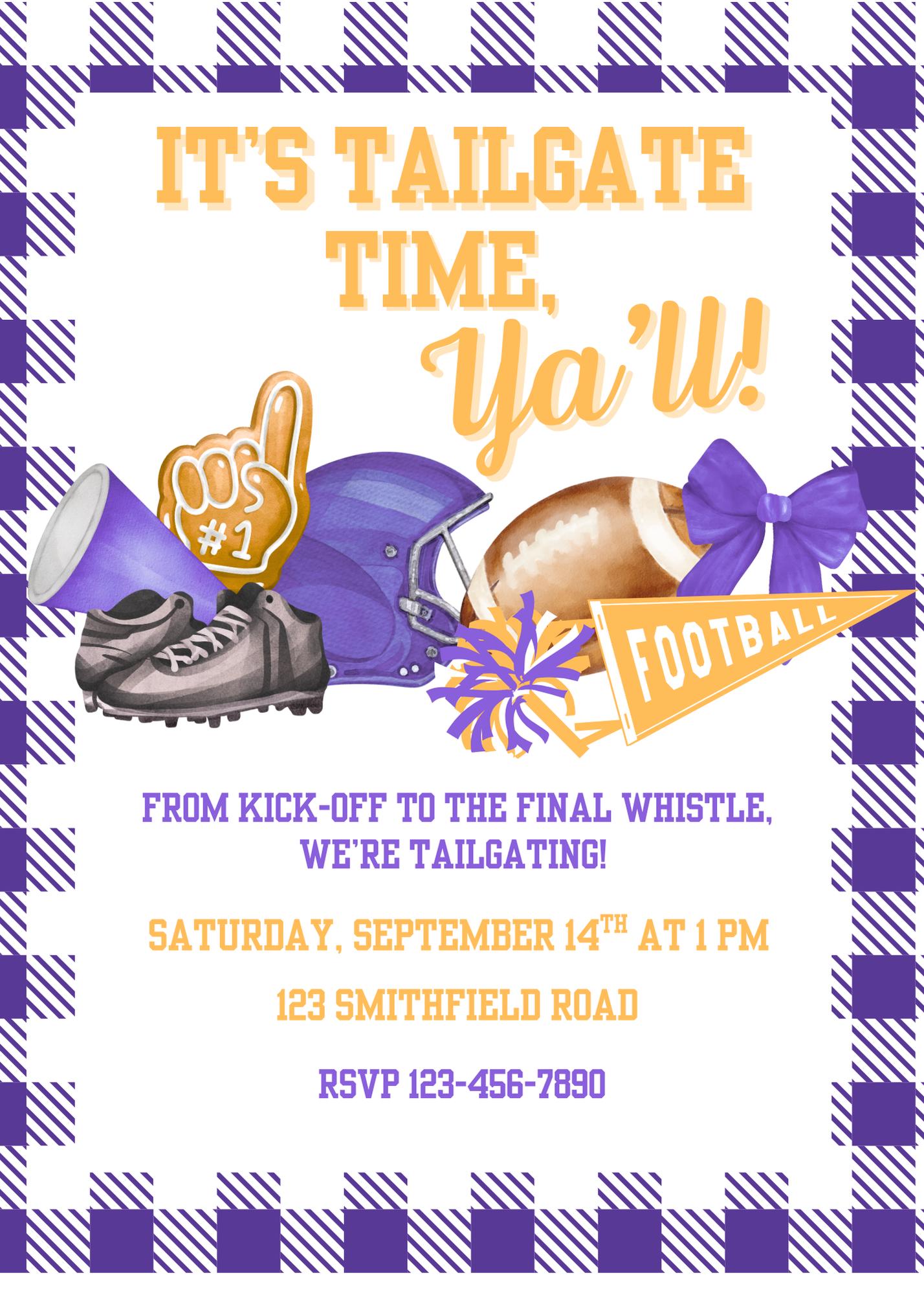 Southern Tailgate Party Invitation | LSU Football | LSU Football Game ...