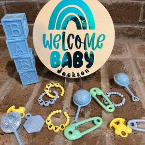 Baby Shower Centerpiece/Baby boy centerpiece/Blue baby shower decor/Welcome Baby Shower Decor