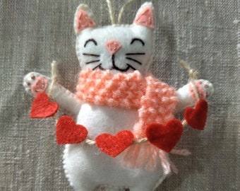 Cat ornament   Valentine cat ornament    Valentine ornaments   Valentine decor