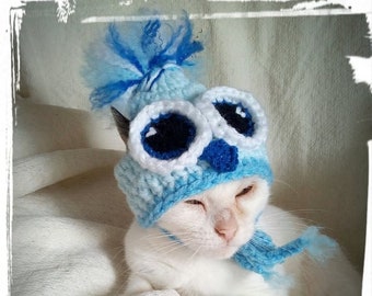 Hats for cats/Owl hat for cat/Cat costume/Pet costume/Beret hat for cat/Kitty outfit/Cat outfit/Cat accessories/Pet costume/Crochet hat