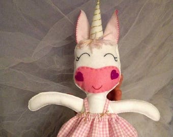 Unicorn doll/Felt unicorn ragdoll/Unicorn/Felt unicorn plushdoll