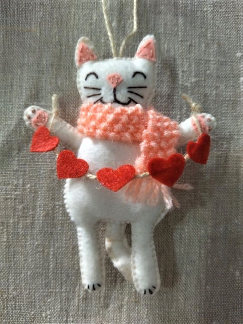 Cat ornament Valentine cat ornament Valentine ornaments Valentine decor image 1