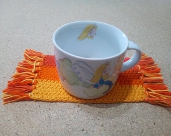 Tassenteppich Gehäkelte Becher Teppiche 4er Set - Handgefertigte Untersetzer - Handgemachte gehäkelte Untersetzer 4er Set - Gehäkelter Becherteppich - Runder Untersetzer