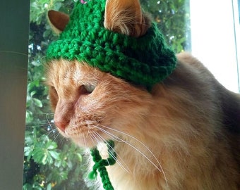 Hats for cats/Frog hat for cat/Cat costume/Pet costume/Beret hat for cat/Kitty outfit/Cat outfit/Cat accessories/Pet costume/Crochet hat