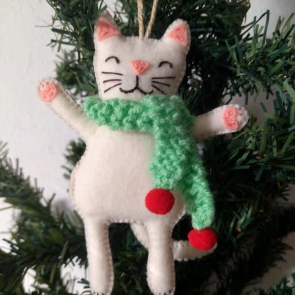 Enfeite de gato Enfeite de gato de Natal Enfeites de Natal