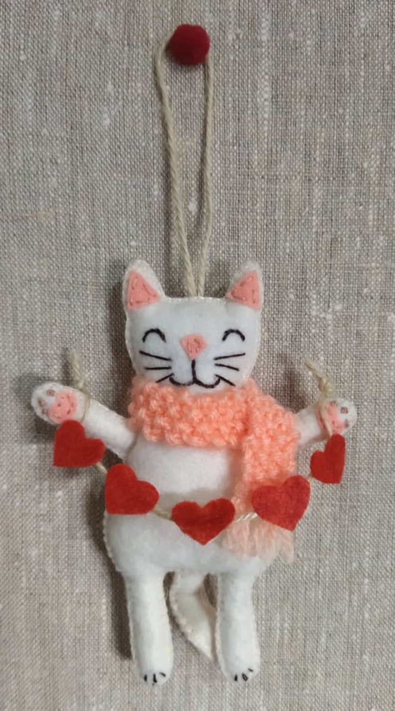 Cat ornament Valentine cat ornament Valentine ornaments Valentine decor image 3