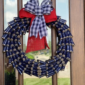 22"W X 24"H Navy Recycled Empty Shotgun Shell Wreath