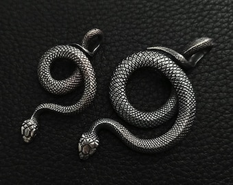 Sterling Silver Snake Pendant Necklace - Handmade Gothic Serpent Charm for Men & Women, Symbolic Animal Totem Jewelry Gift Viper Pendant
