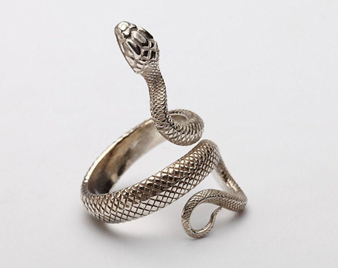 Snake Ring for Women Twisted Wrap Narrow Sterling Silver Statement Ring Serpent Viper Gothic Art Deco Biker Jewelry Anniversary Pinky Ring