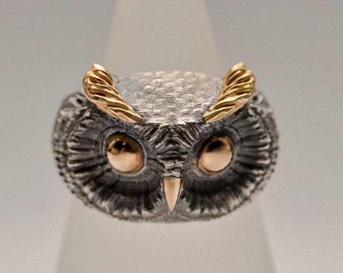 Silver Owl Ring Gold | Owl Ring 18K Gold | Owl Ring for Men | Owl Jewelry | Owl Ring Women | Animal Jewelry | Owl Gift For Her | Owl Totem