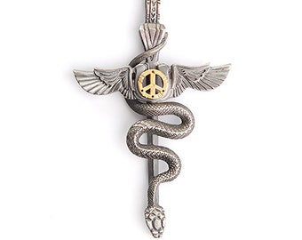 Crown Mens Gold-Tone Two Piece Layered Angel Cross Pendant 24/& 27 Necklaces