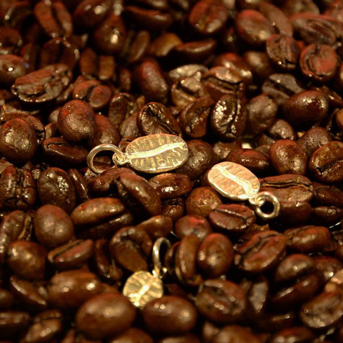 Coffee Bean Necklace Silver Coffee Bean Pendant Coffee Etsy