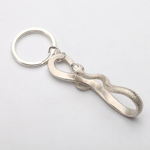 Snake Keychain | Silver Snake Keyring | Snake Charm | Snake Jewelry | Belt Key Hook | Serpent Keychain | Silver Key Fob | Serpent Jewelry