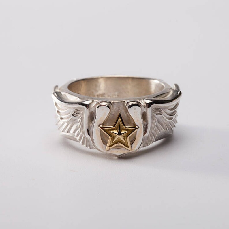 Silver Wing Ring Angel Wing Ring Gold Star Ring Lucky Etsy