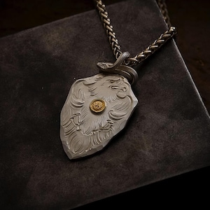 Colgante de águila de plata de ley hecho a mano: collar con dije de oro de 18 quilates, joyería simbólica de águila para hombre.