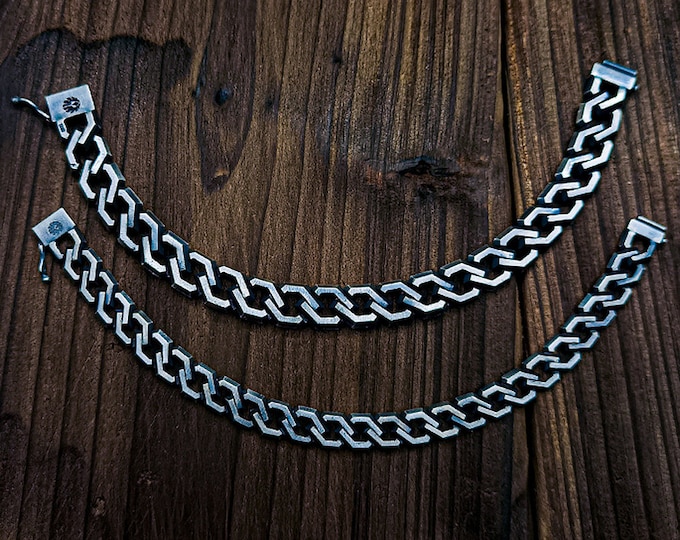 925 Sterling Silver Cuban Chain Bracelet Men | Hexagon Link Chain Bracelet | Flat Curb Chain Silver | Biker Bracelet For Men Geometric Chain