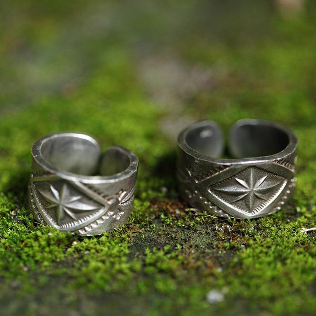 Sterling Silver Wide Band Ring for Women, Tribal Jewelry for Men ...
