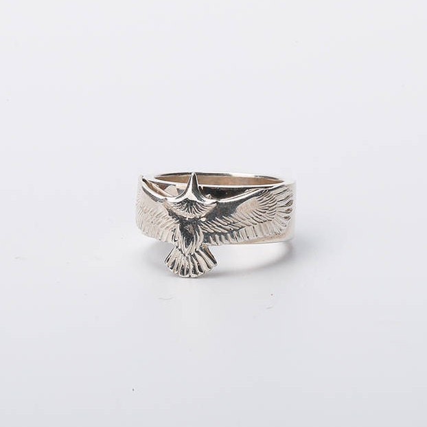 sterling silver eagle ring men, Fathers day gift from daughter, 25th