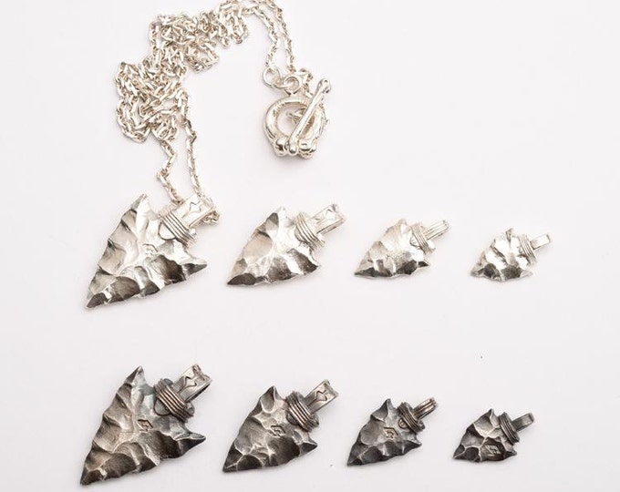 Limited Steal Deals | Silver Arrowhead Pendant | Arrowhead Necklace Arrow Charm | Hammered Silver Pendant | Rustic Silver Charm Oxidized