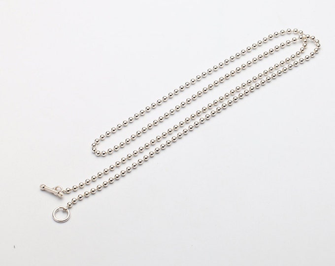 Minimalist Sterling Silver Ball Chain Necklace, Simple Everyday Necklace for Men and Women, Silver Beaded Chain Jewelry Layering Chain