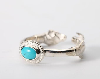 Handmade Silver Arrow Ring with Turquoise Stone -Adjustable Boho Ring, Unique Hammered Tribal Jewelry, Gift for Men and Women, Arrow Jewelry