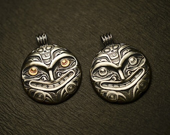 Sterling Silver Sun Pendant – Tribal Engraved Artisan Necklace, Handmade Two-Tone Vintage Inspired Symbolic Jewelry