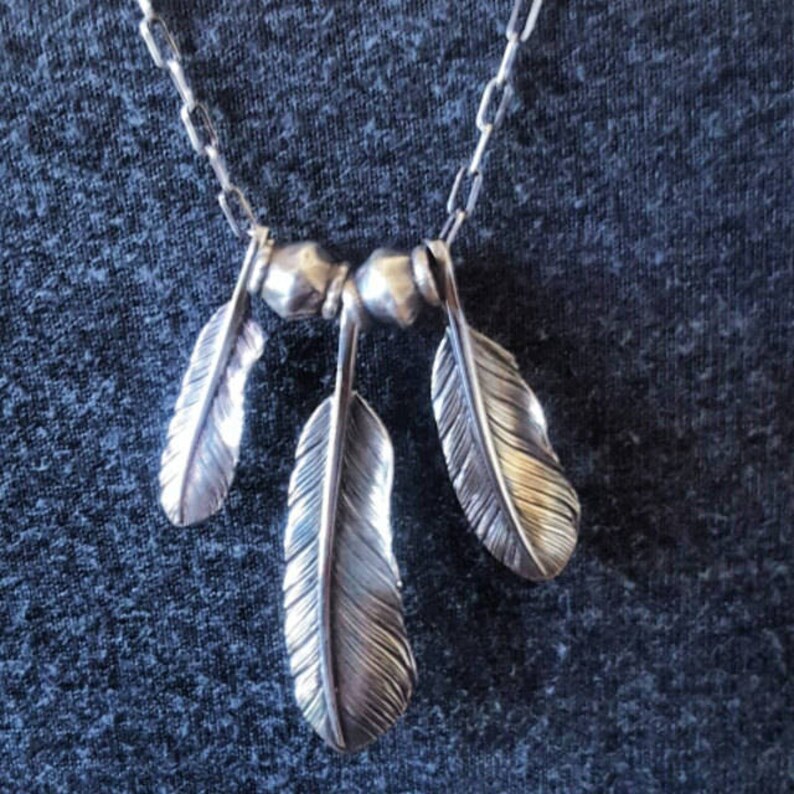 Feather Pendant Handcrafted Oxidized 925 Sterling Silver Tribal Native American Indian Symbolic Charm Red Tailed Hawk Feather Boho Nature image 5