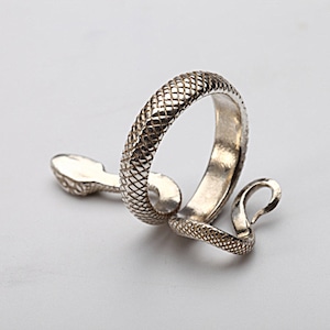 Snake Ring for Women Twisted Wrap Narrow Sterling Silver Statement Ring Serpent Viper Gothic Art Deco Biker Jewelry Anniversary Pinky Ring image 3