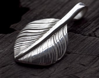 Silver Feather Pendant | Native American Inspired | Feather Jewelry | Small Feather Charm | Sterling Silver Palm Leaf | Palm Leaf Pendant