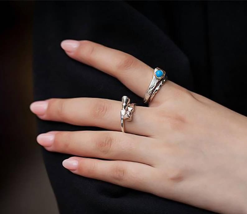Silver Cowgirl Ring |Women Western Ring Houseshoe Horseshoe Nail Ring Sterling Silver Nails Ring Penetrate Ring Prairie Diamond Ring