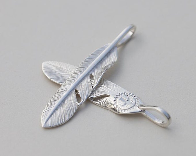 Handmade Sterling Silver Feather Pendant - Native American Inspired, Spiritual Symbolism, Artisan Jewelry for Men and Women, Tribal Pendant
