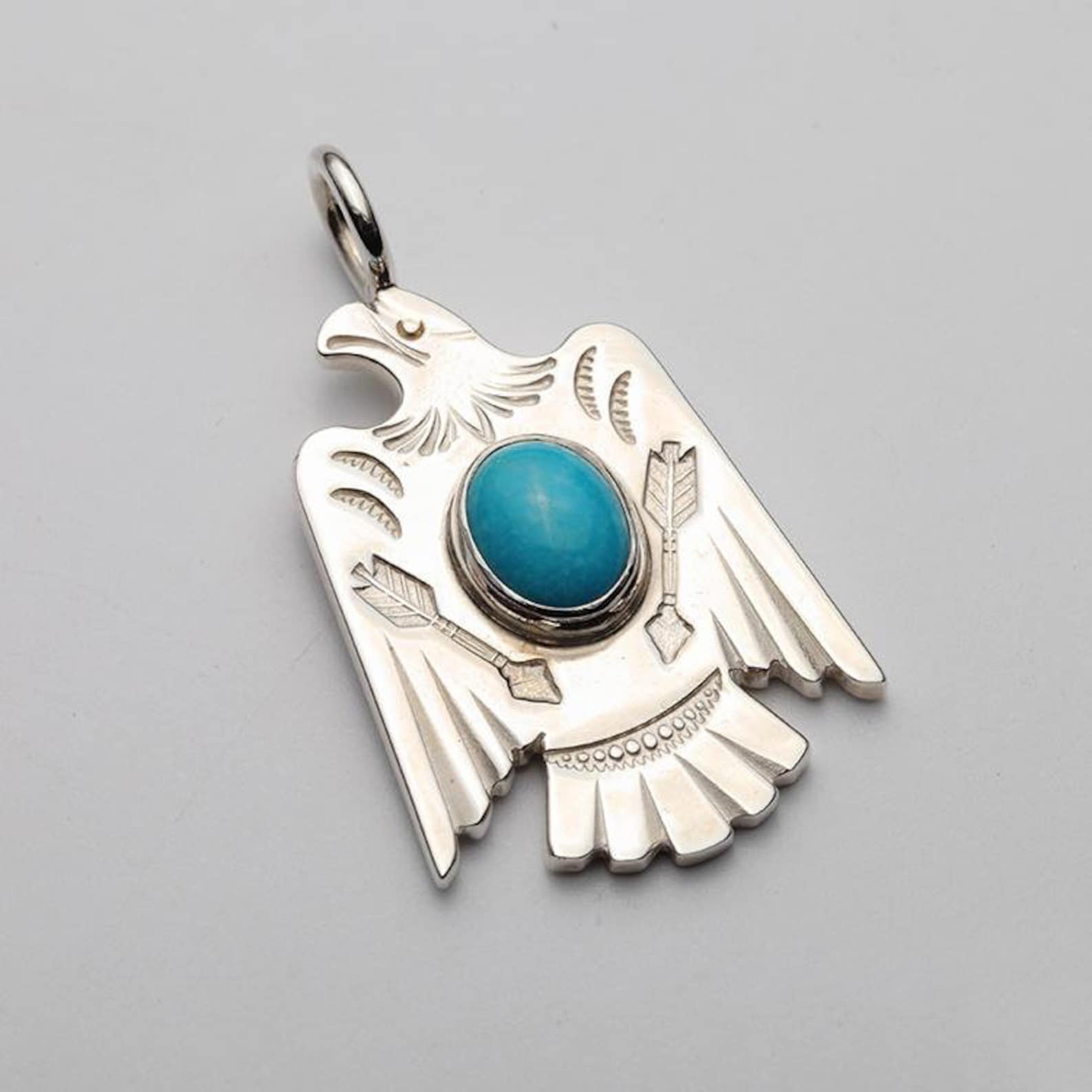 Silver Eagle Pendant Native American Inspired Silver Bird Etsy