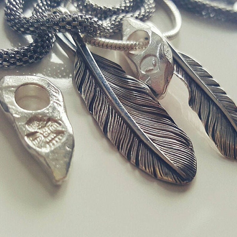 Feather Pendant Handcrafted Oxidized 925 Sterling Silver Tribal Native American Indian Symbolic Charm Red Tailed Hawk Feather Boho Nature image 7