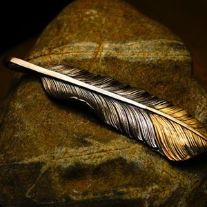 18K Solid Gold-Dipped Sterling Silver Feather Pendant | Eagle Feather Charm for Men and Women | Boho Tribal Jewelry | Gold Feather Charm