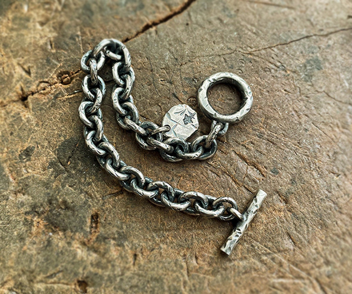 Twisted Link Bracelet Heavy Sterling Silver Charm Bracelet